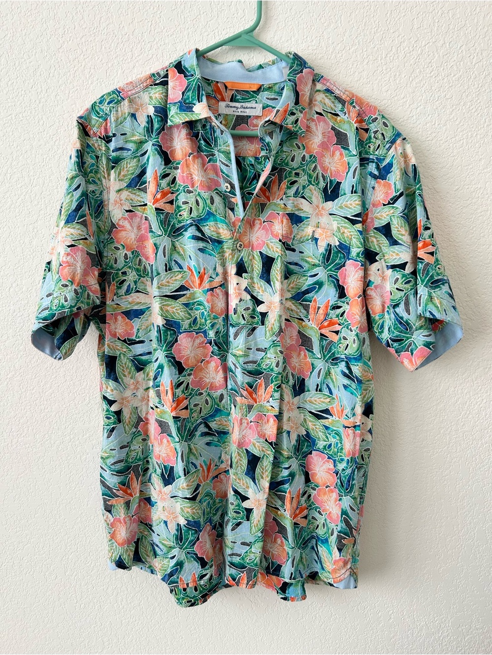 Tommy Bahama Men's Tropical Floral Camp Shirt - Blue, Green, Pink